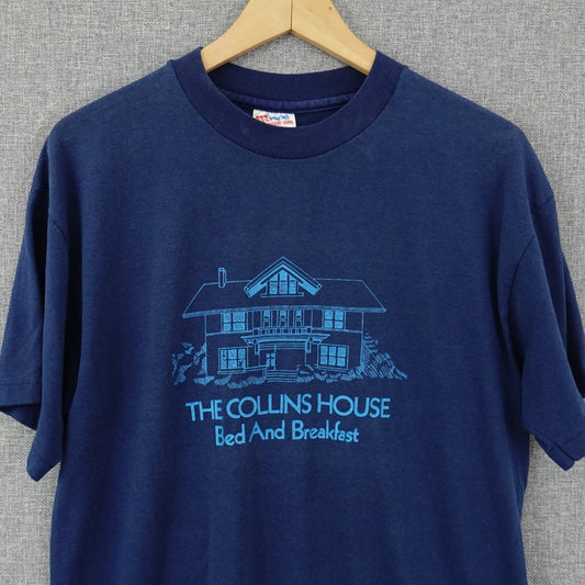 Vintage Hanes 90s Collins House Bed & Breakfast Graphic Tee - Size M