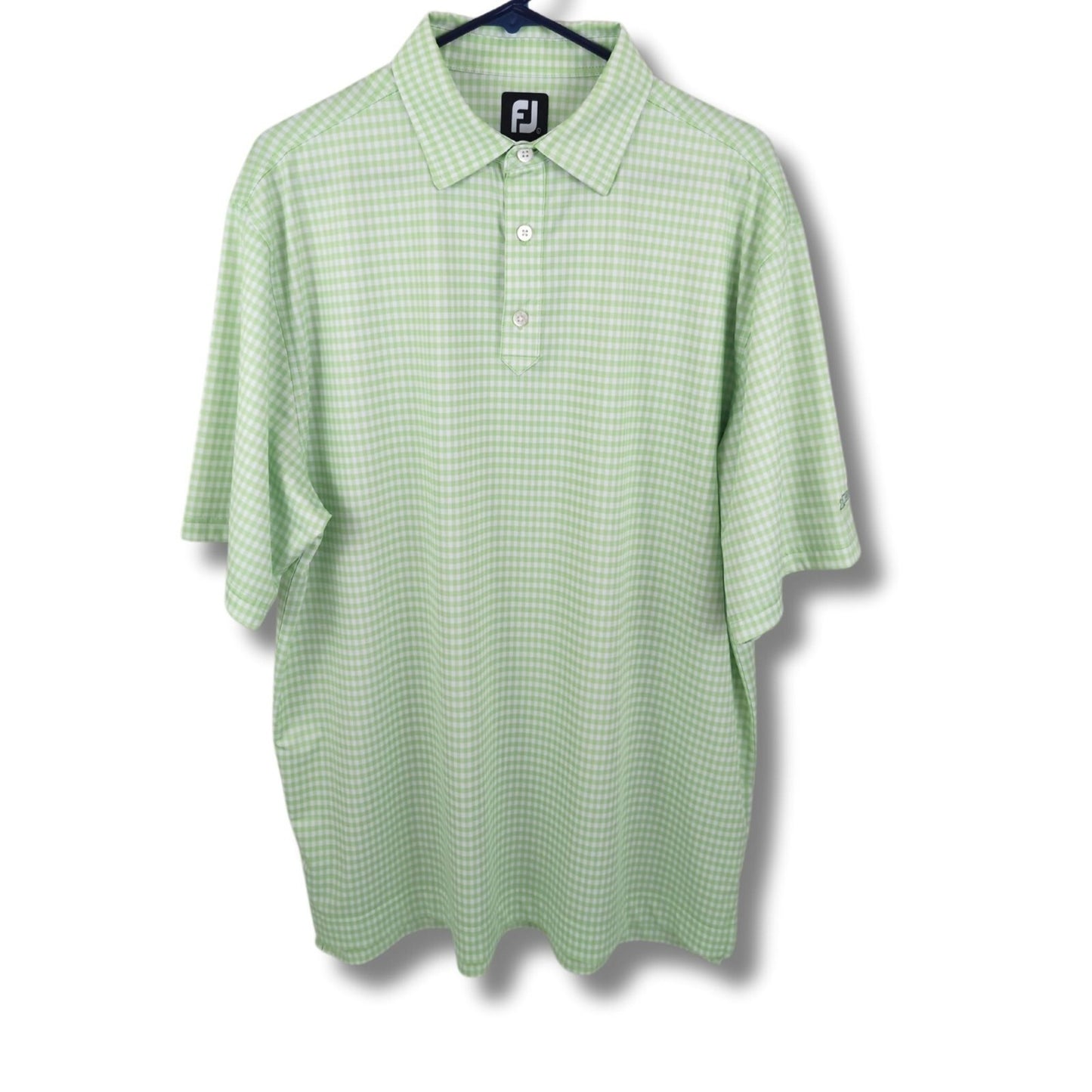 FootJoy Green Gingham Golf Polo Shirt L TN River CC Logo Stretch Performance