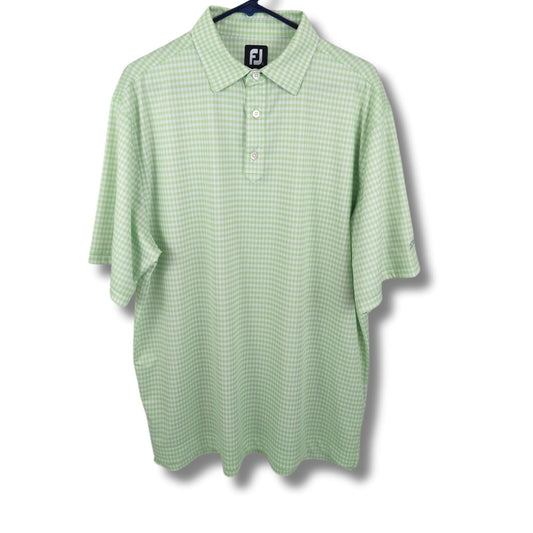FootJoy Green Gingham Golf Polo Shirt L TN River CC Logo Stretch Performance