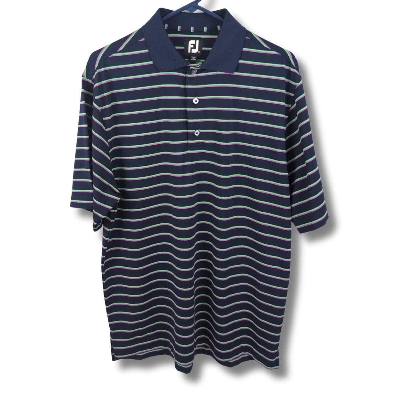FootJoy Navy Striped Golf Shirt Mens - Size M