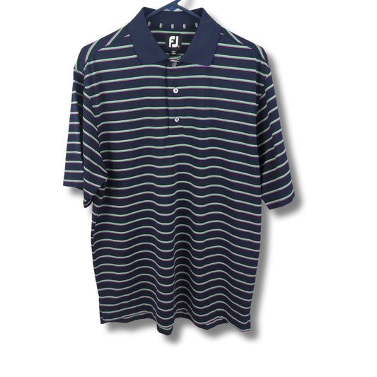 FootJoy Navy Striped Golf Shirt Mens - Size M