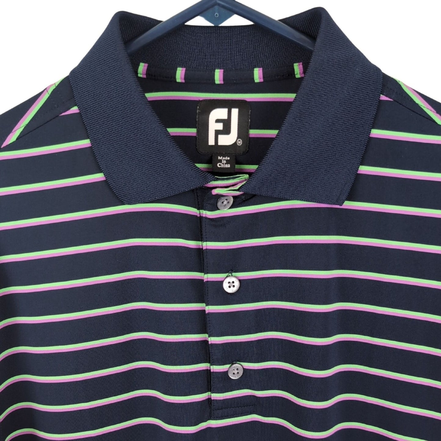 FootJoy Navy Striped Golf Shirt Mens - Size M