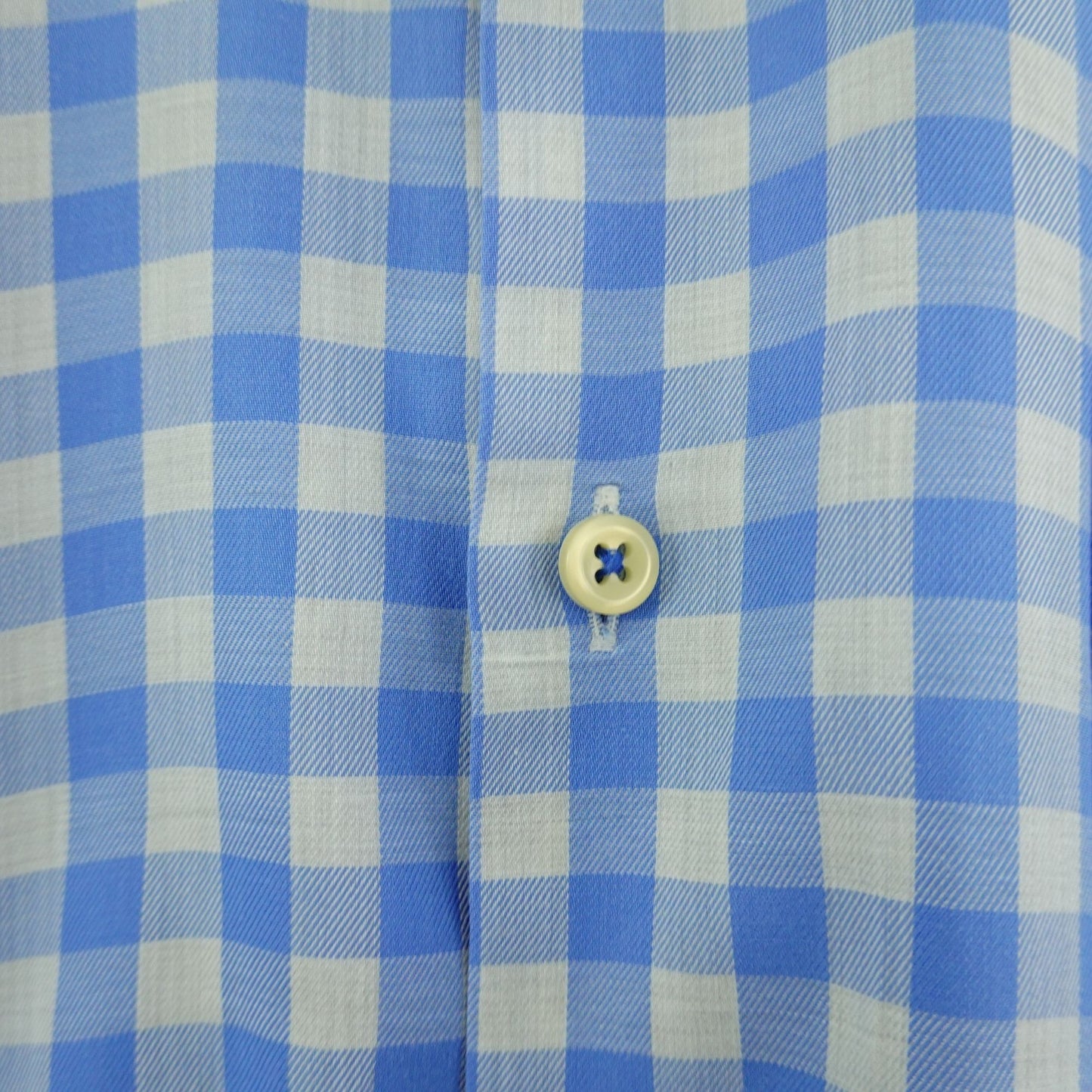 Peter Millar Gingham Check Dress Shirt Blue White - Size M