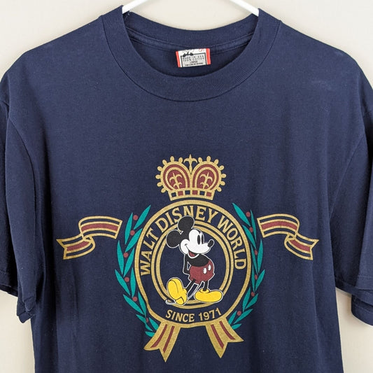 Vintage Disney World Mickey Mouse Crest Tee - Size L