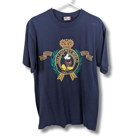 Vintage Disney World Mickey Mouse Crest Tee - Size L