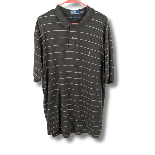 Polo Ralph Brown Striped Polo Shirt Men's - Size XXL (2XL)