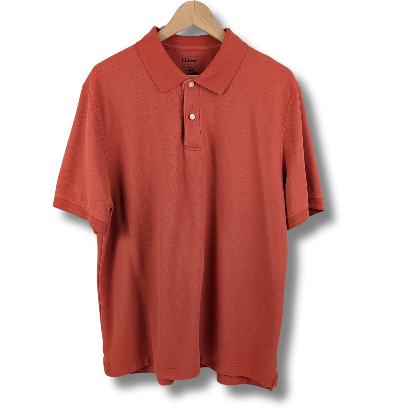 L.L. Bean Polo Shirt Traditional Fit Size L REG Orange 100% Cotton