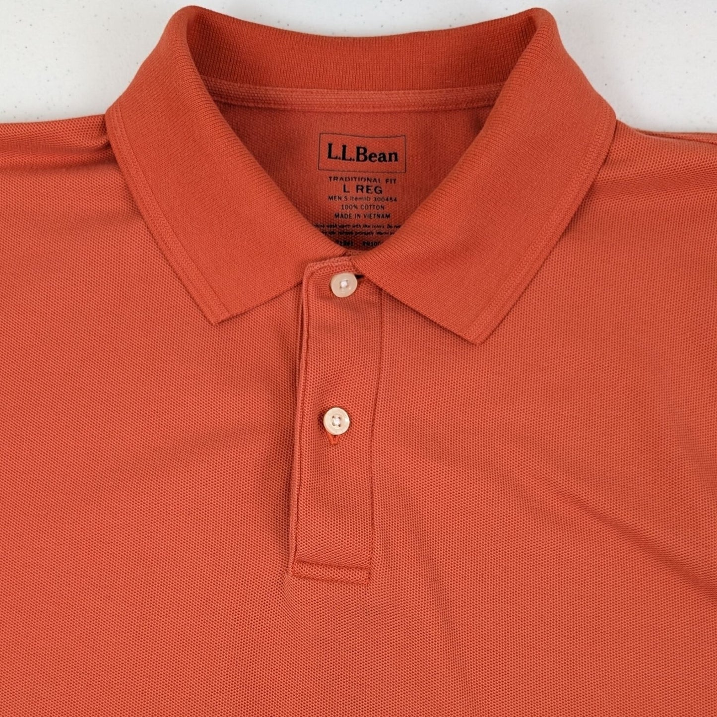 L.L. Bean Polo Shirt Traditional Fit Size L REG Orange 100% Cotton