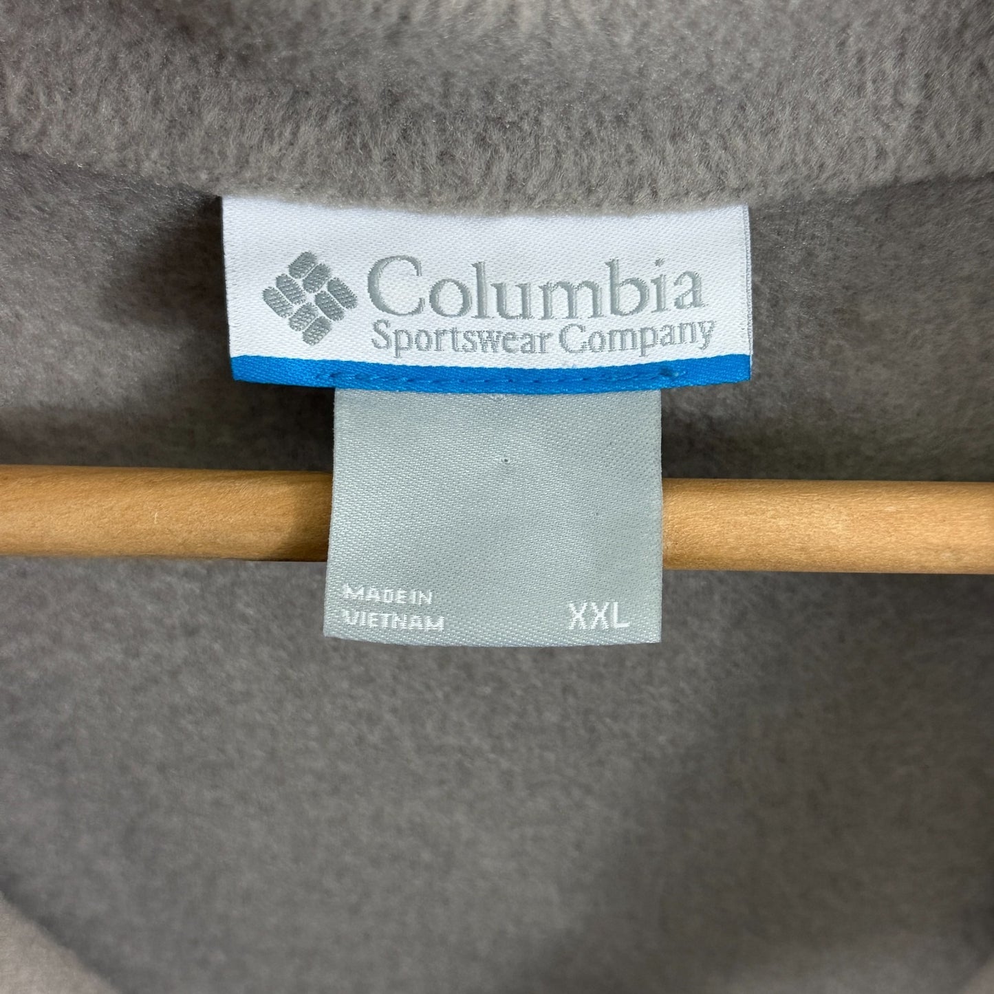 Columbia Fleece Vest Men's XXL Full Zip Beige Sleeveless Jacket Outdoor Hiking