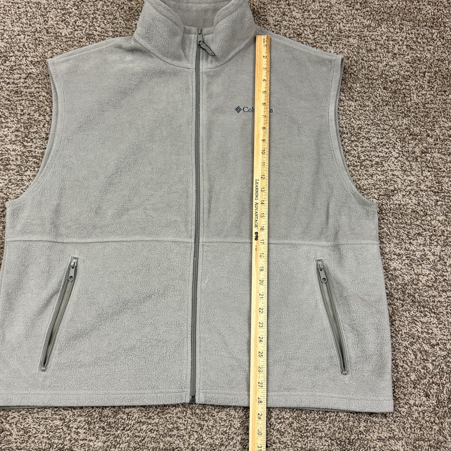Columbia Fleece Vest Men's XXL Full Zip Beige Sleeveless Jacket Outdoor Hiking