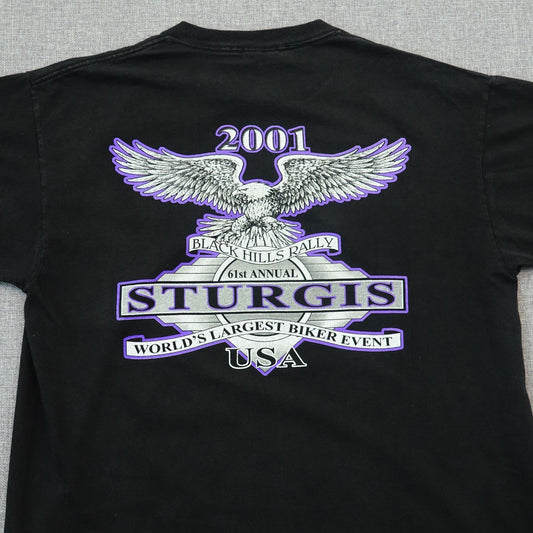 Vintage 2001 Sturgis Black Hills Rally Black T-Shirt - Size XL