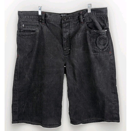 Coogi Australia Y2K Faded Black Denim Shorts W42 Red Stitching