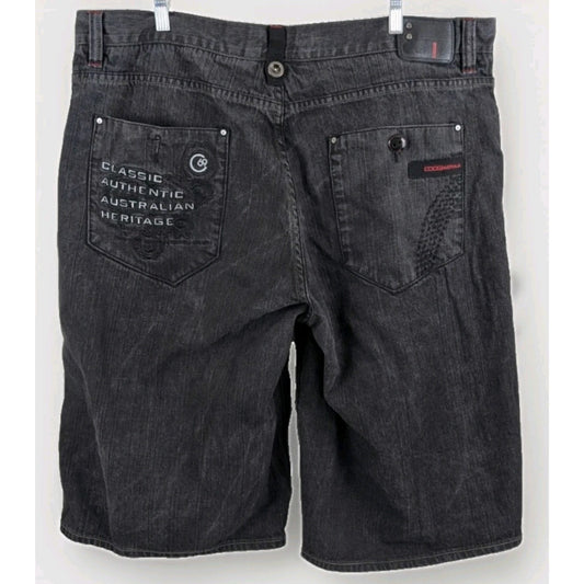 Coogi Australia Y2K Faded Black Denim Shorts W42 Red Stitching