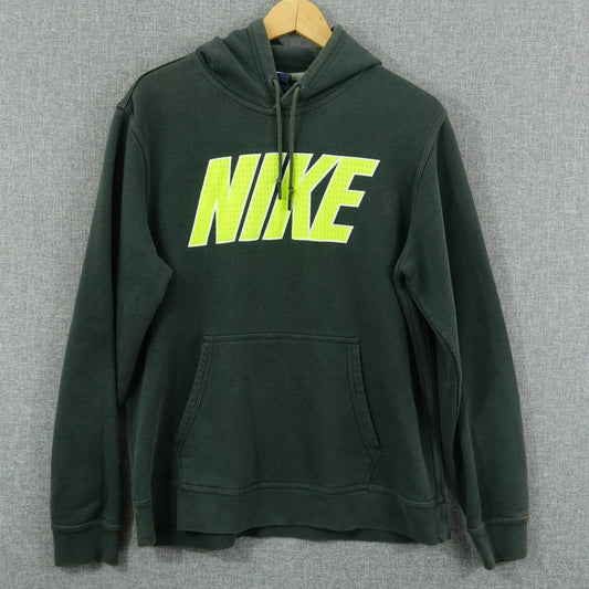 Nike Faded Black Hoodie Neon Yellow Mesh Logo - Size M
