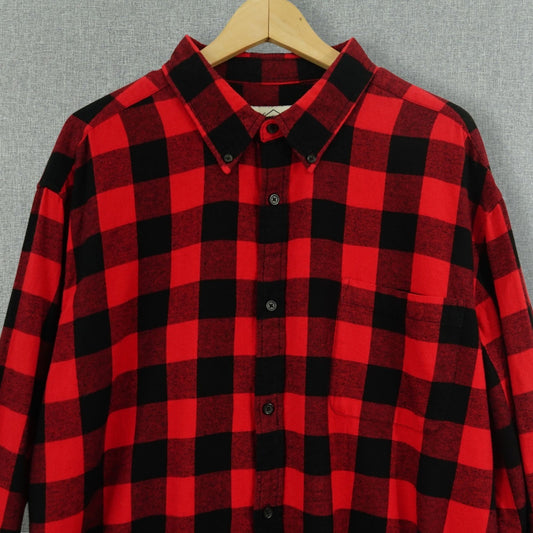 St. John’s Bay Red Black Buffalo Plaid Flannel Shirt - Size 2XL–4XL