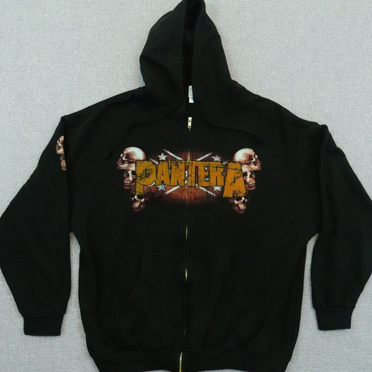 Pantera Men's Full Zip Black Hoodie Size XL w/ Skull Graphics