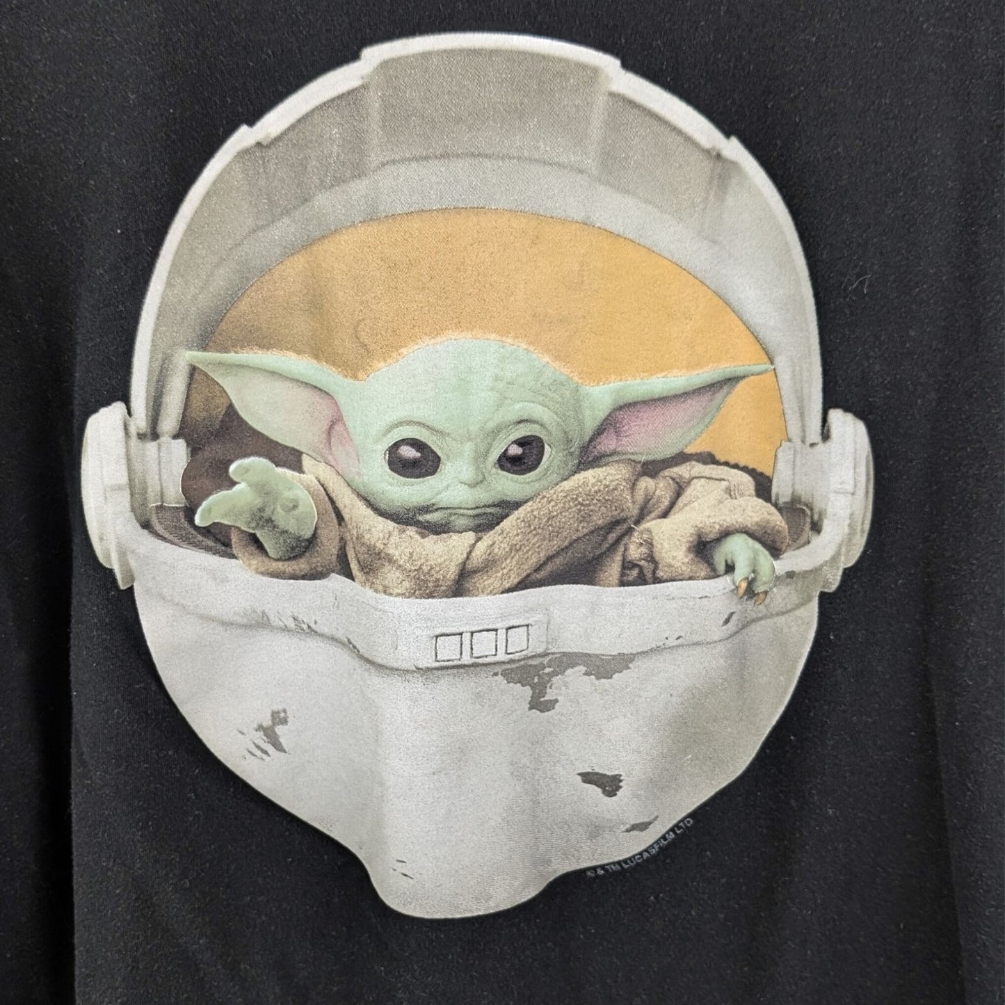 Star Wars Baby Yoda Grogu Hover Pod Tee Black The Mandalorian Size L
