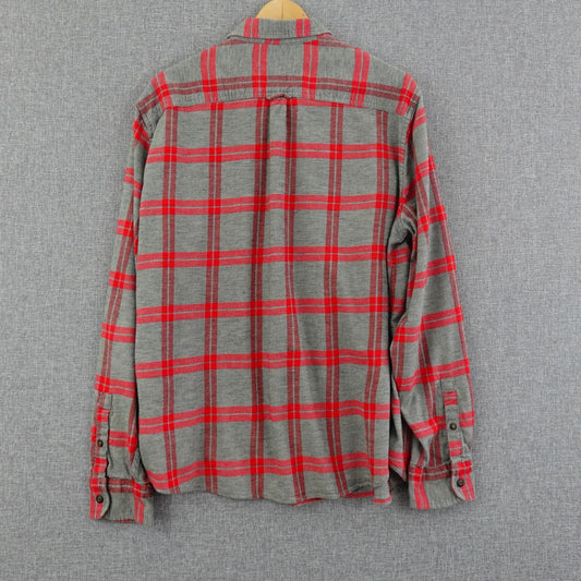 Lucky Brand Gray Red Plaid Long Sleeve Flannel Shirt - Size XL