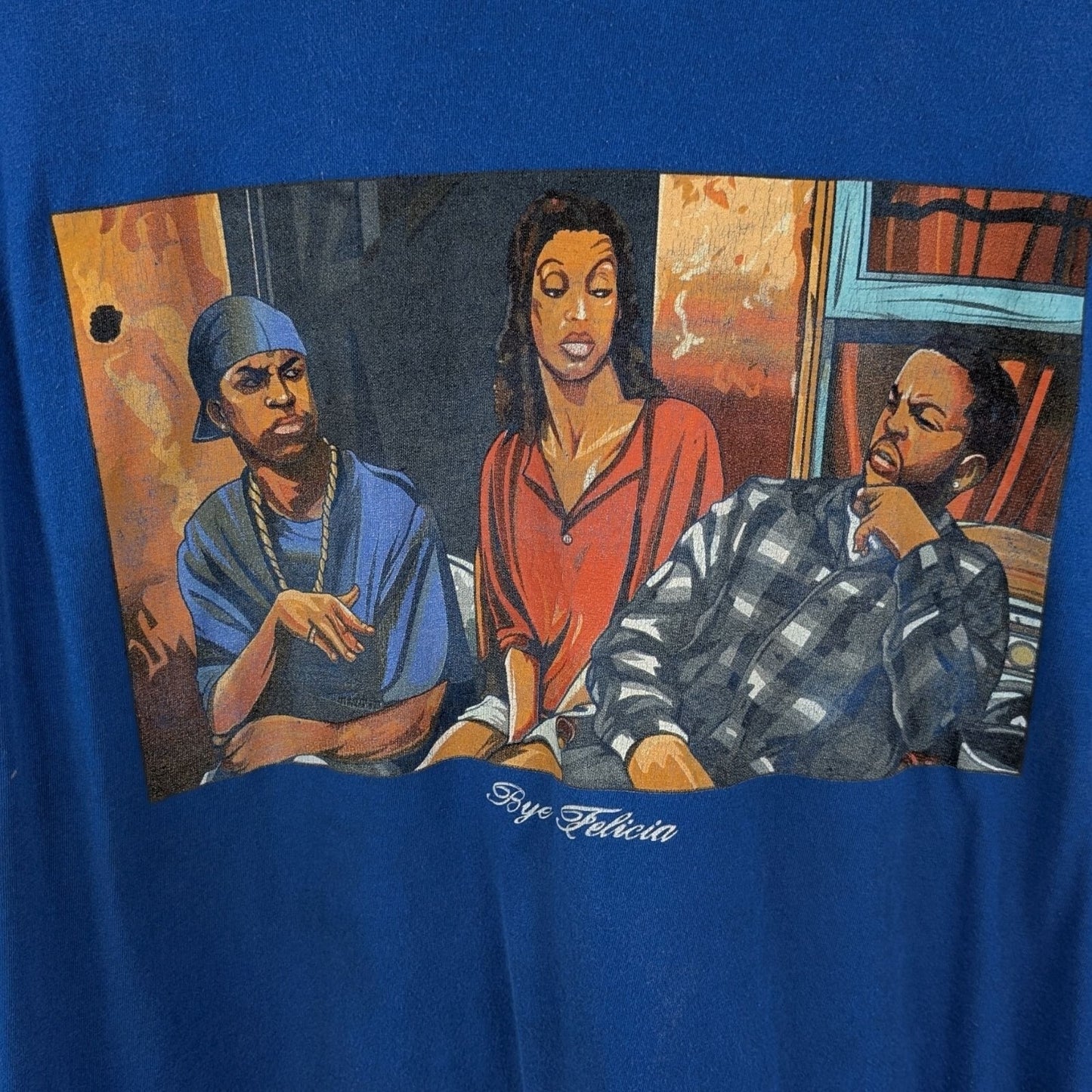 Retro Friday Movie Tee Blue Bye Felicia Ice Cube Chris Tucker Size XL