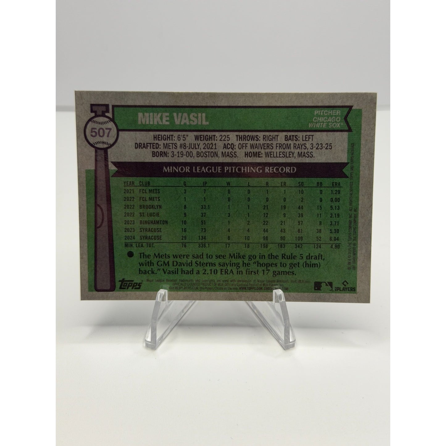 2025 Topps Heritage - Mike Vasil Chrome Light Blue Sparkle (RC) #507