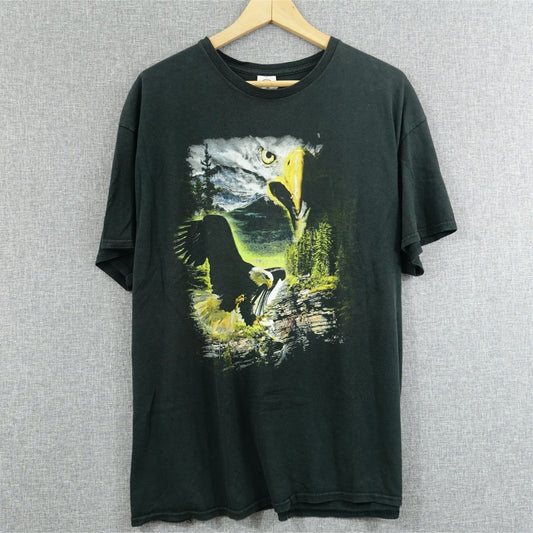 Vintage Delta Pro Weight Eagle Graphic T-Shirt Black - Size XL