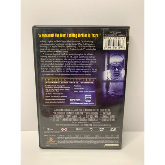 The Silence of the Lambs Special Edition DVD (1991) Jodie Foster Anthony Hopkins