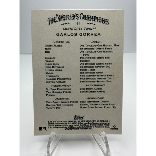 2025 Topps Allen & Ginter - Carlos Correa #91