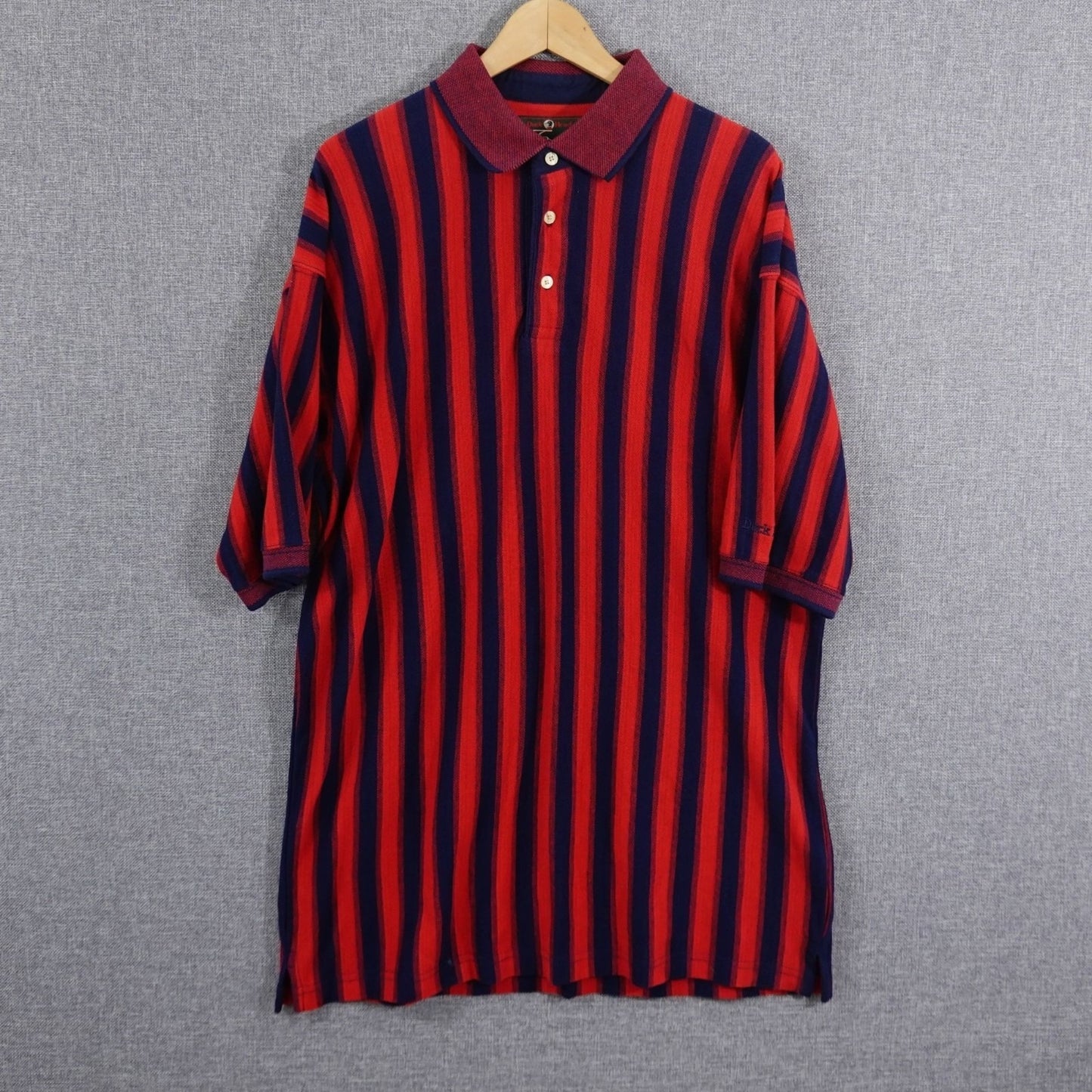 Vintage 90s Duck Head Tour Polo Shirt Red Navy Stripe - Size L-XL