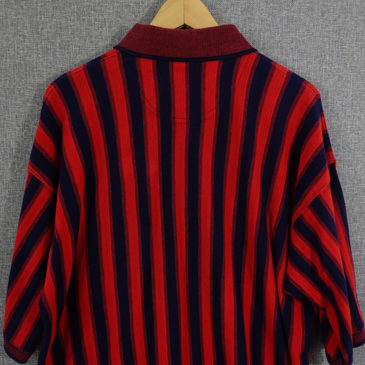 Vintage 90s Duck Head Tour Polo Shirt Red Navy Stripe - Size L-XL