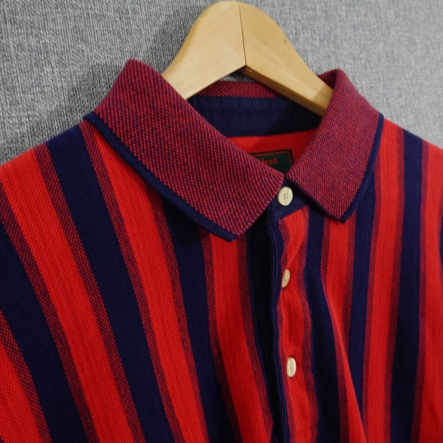 Vintage 90s Duck Head Tour Polo Shirt Red Navy Stripe - Size L-XL