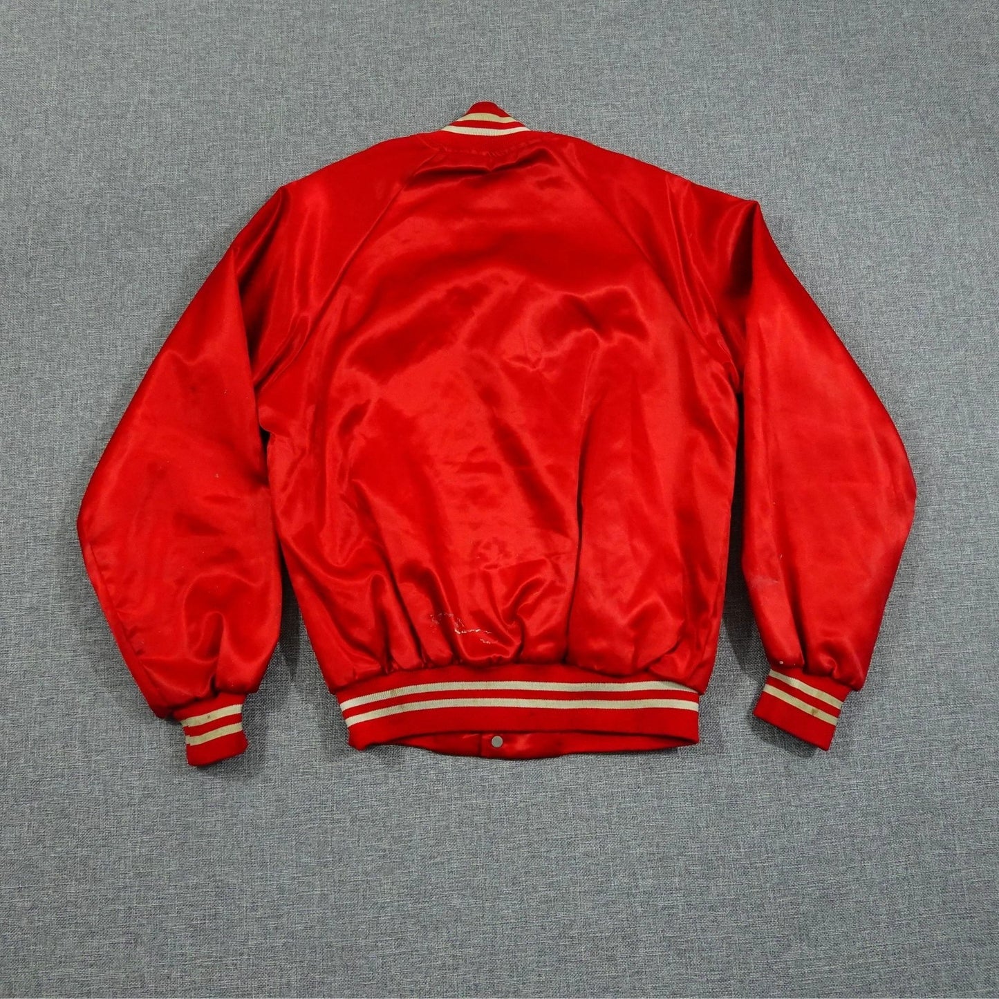 Vintage 80s TGI Friday's Red Satin Bomber Jacket - Size M