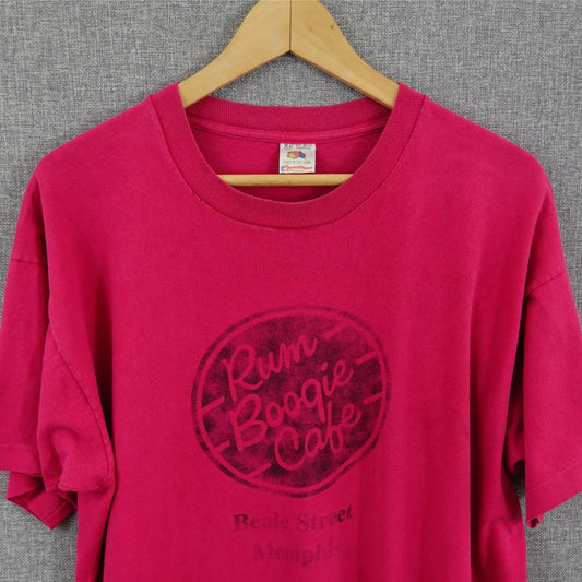 Vintage 90's Rum Boogie Cafe Beale Street Memphis Pink Tee - Size XL