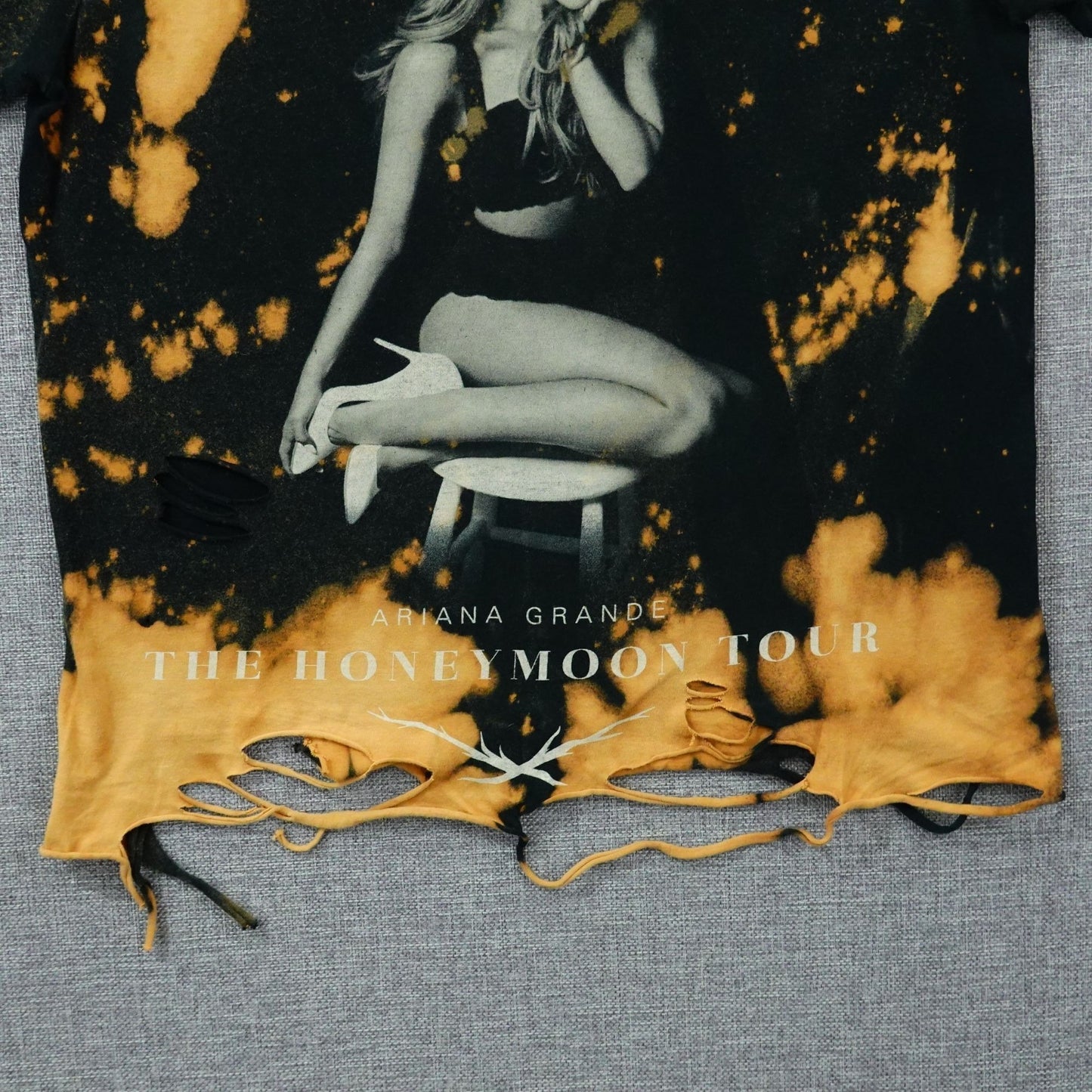 Ariana Grande Honeymoon Tour 2015 Bleach Distressed Tee - Size Small