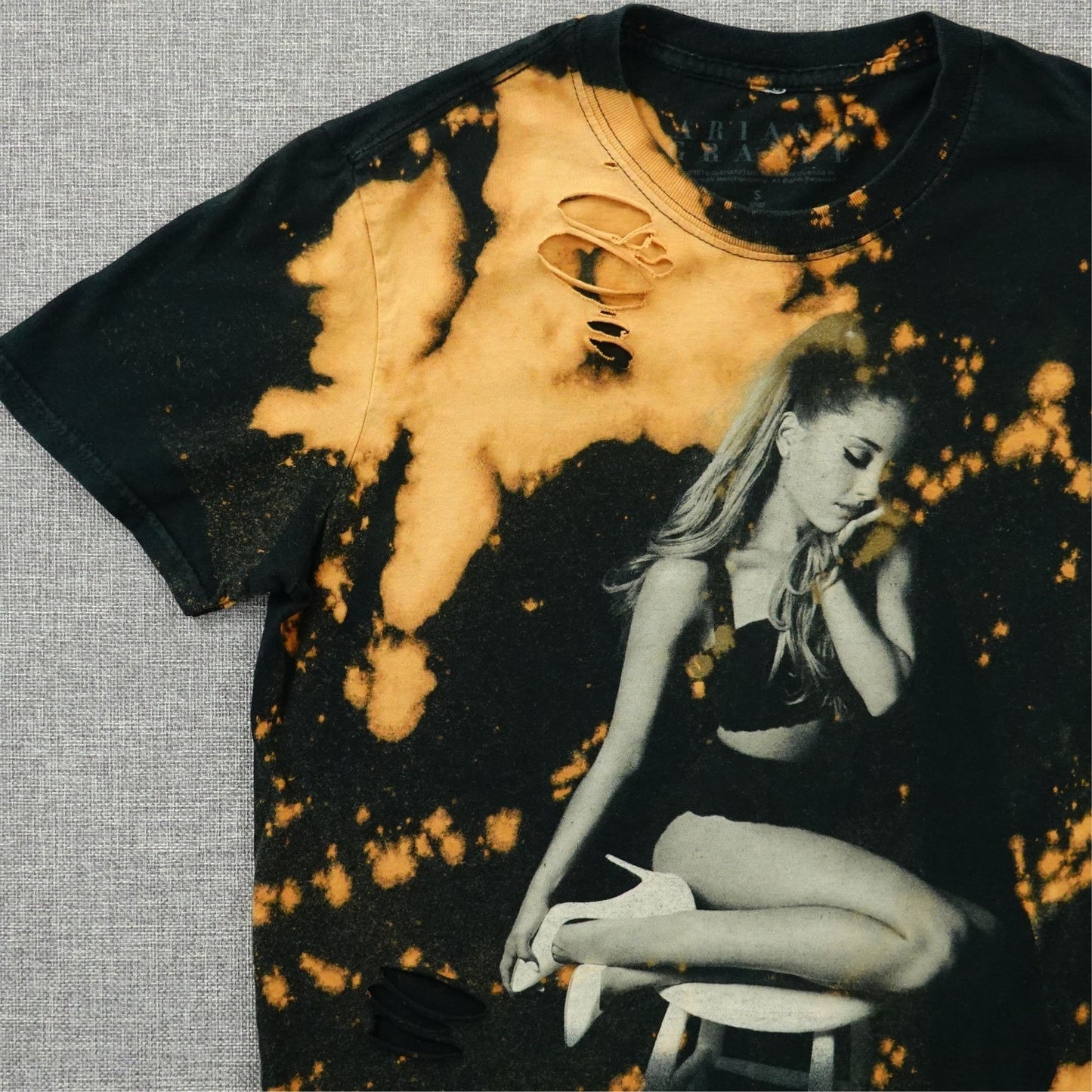 Ariana Grande Honeymoon Tour 2015 Bleach Distressed Tee - Size Small