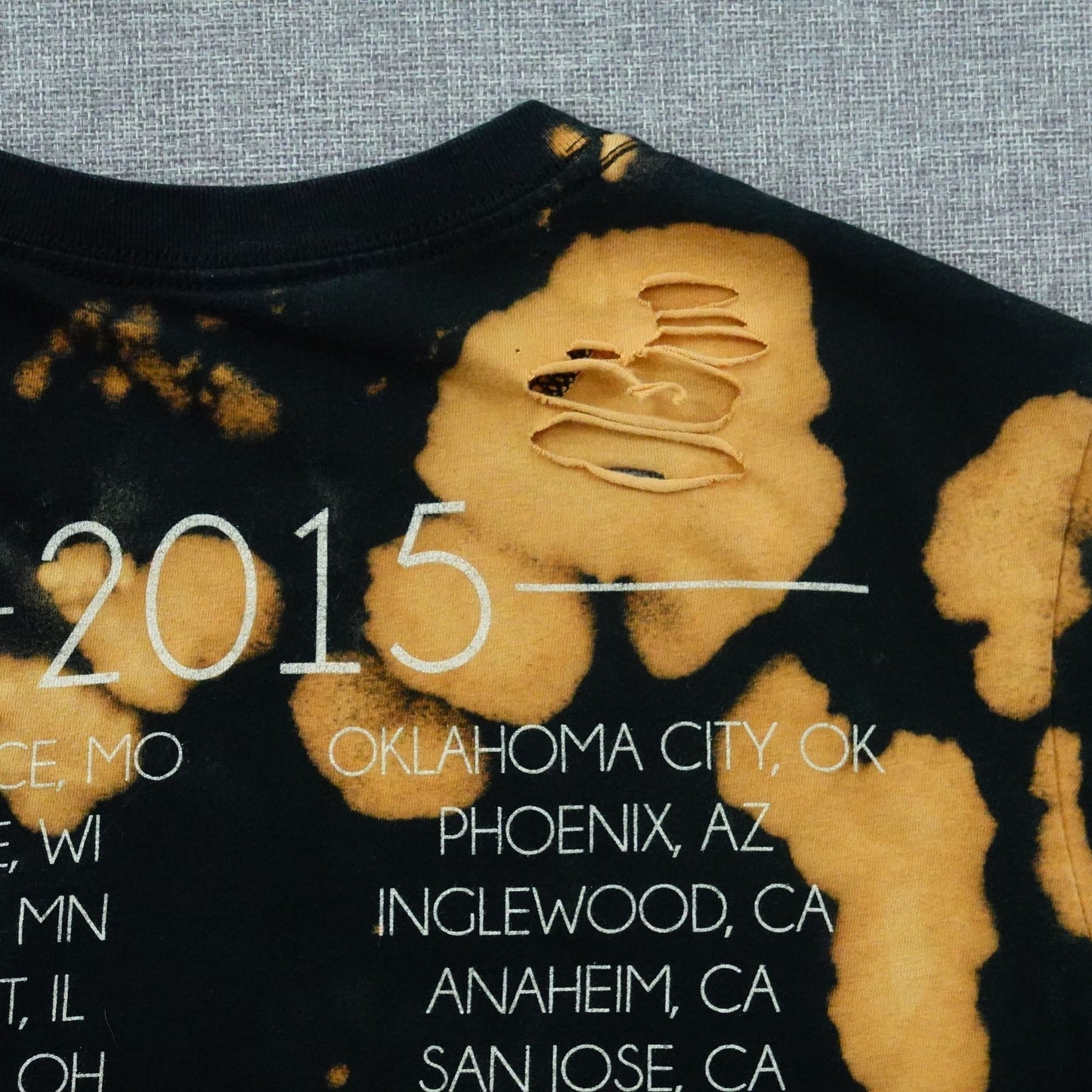 Ariana Grande Honeymoon Tour 2015 Bleach Distressed Tee - Size Small