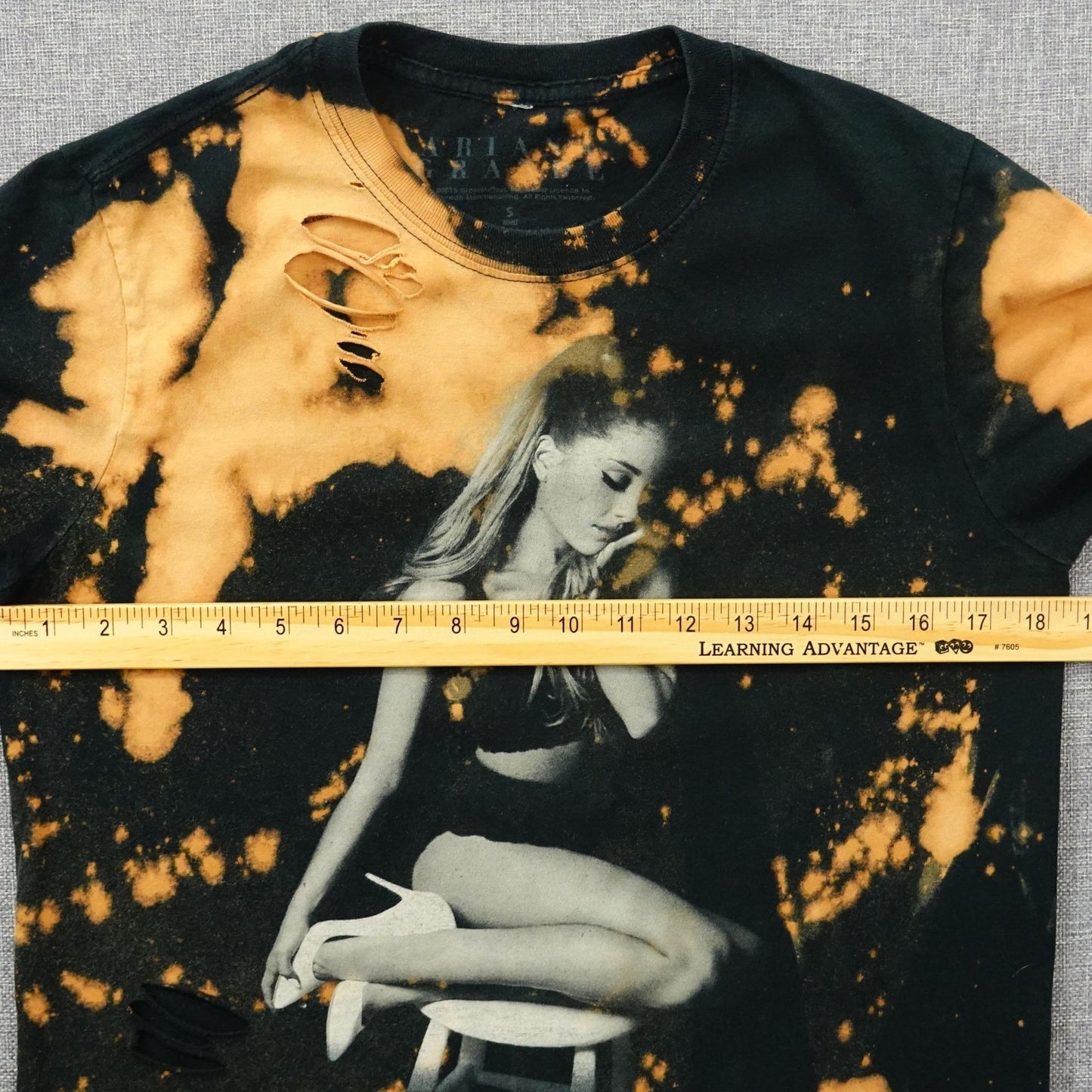 Ariana Grande Honeymoon Tour 2015 Bleach Distressed Tee - Size Small
