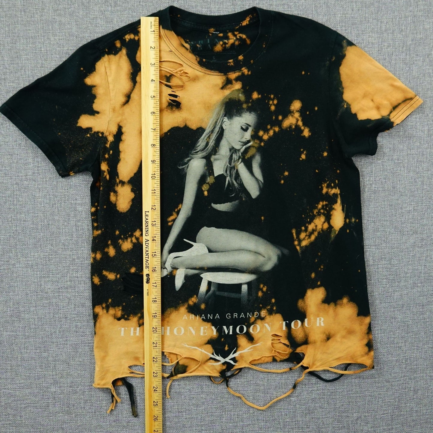 Ariana Grande Honeymoon Tour 2015 Bleach Distressed Tee - Size Small