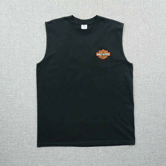 Harley-Davidson Style Black Muscle Tank L Biker Sleeveless Tee