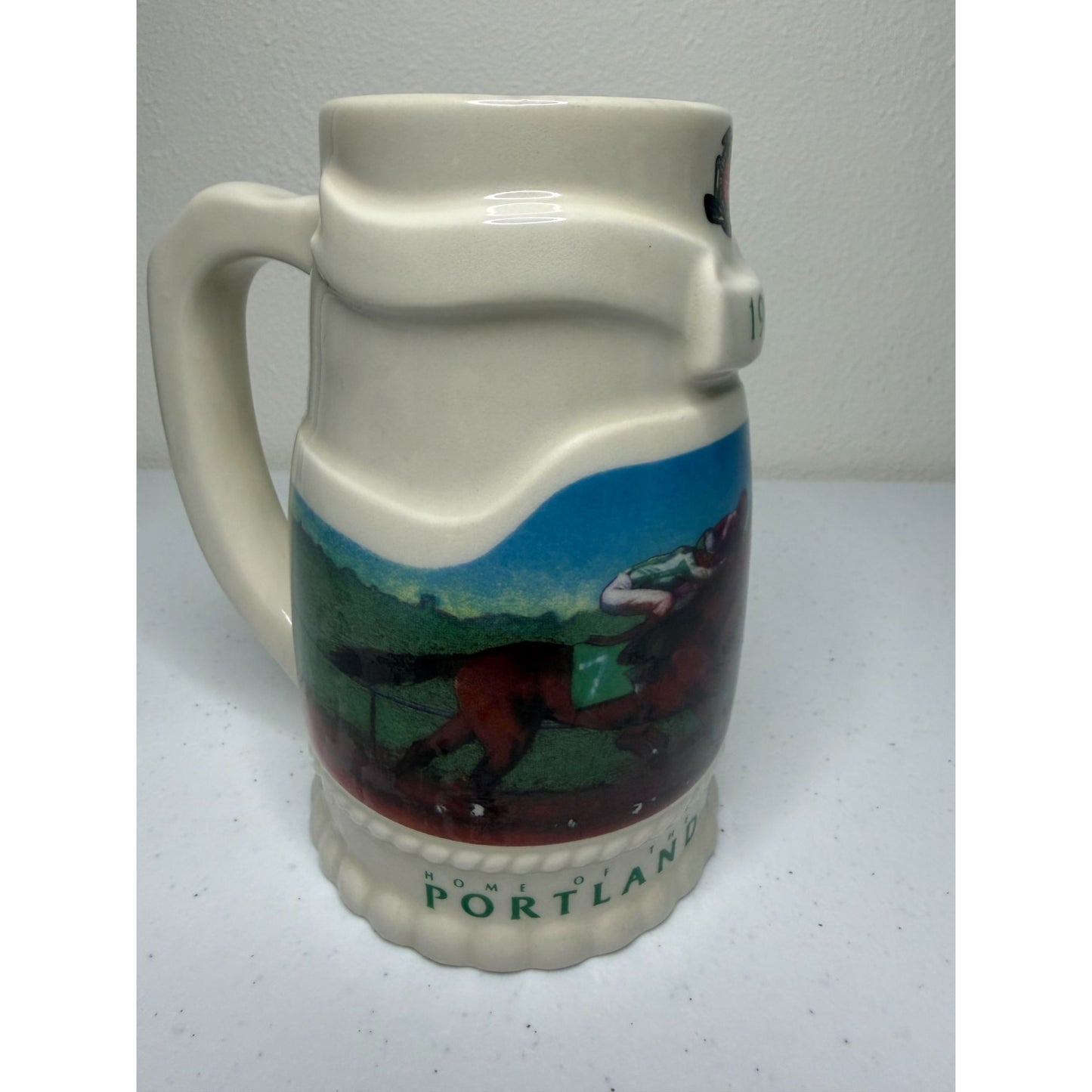 VTG 1989 Miller High Life Portland Meadows Oregon Derby 16oz Beer Stein
