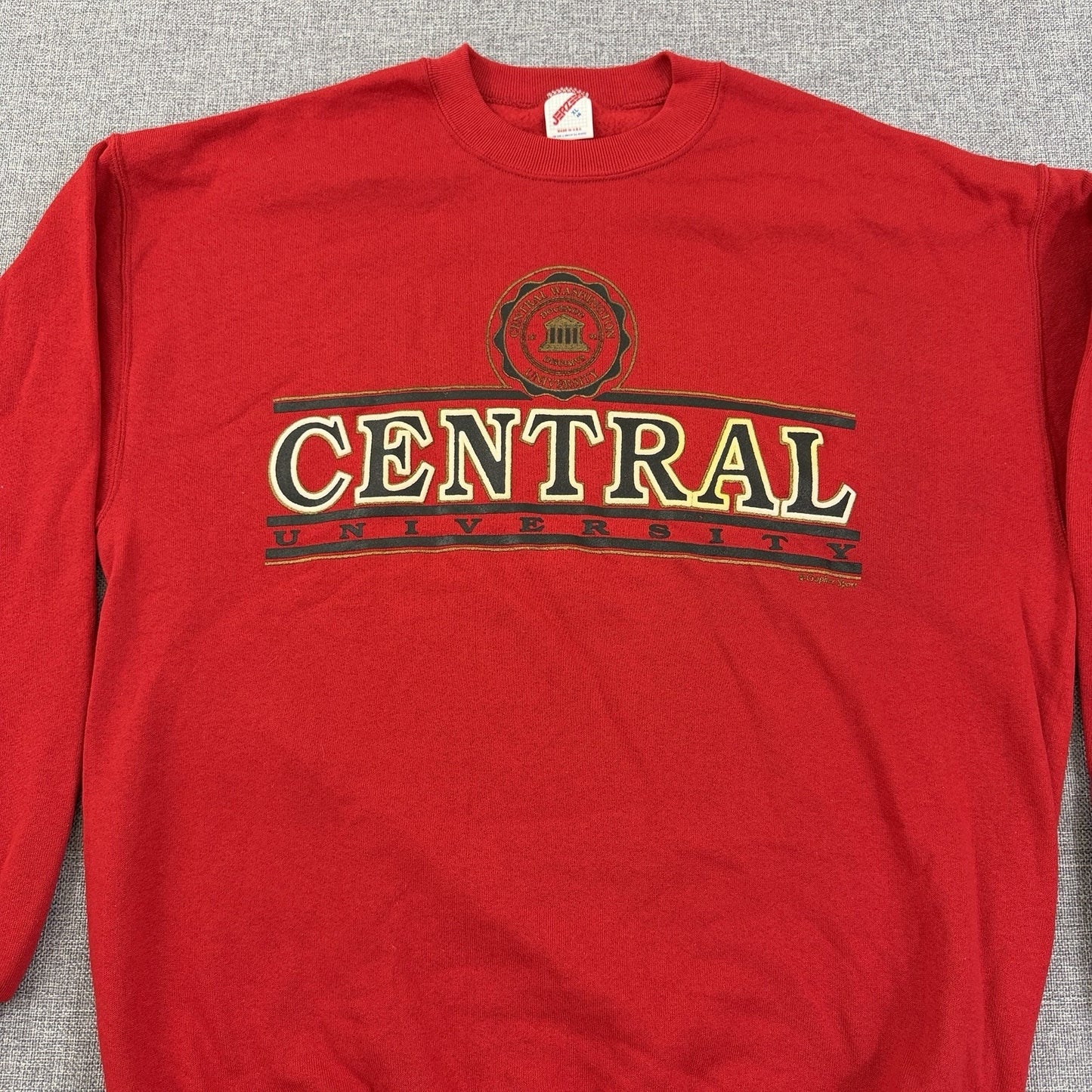 Vintage Central Washington University Red Jerzees Crewneck Sweatshirt Size Large