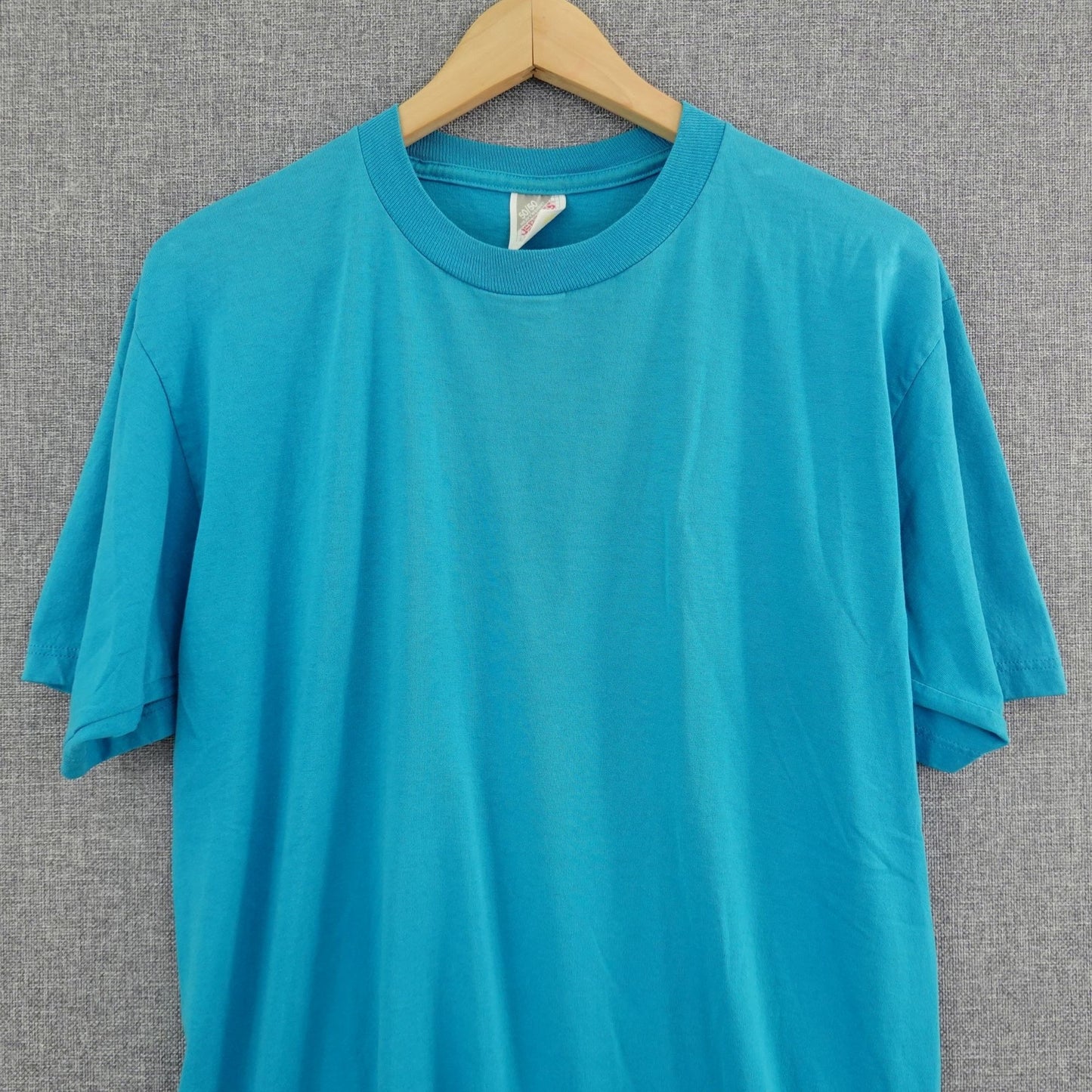 Vintage 90's Jerzees 50/50 Blank Blue/Turquoise Tee - Size L
