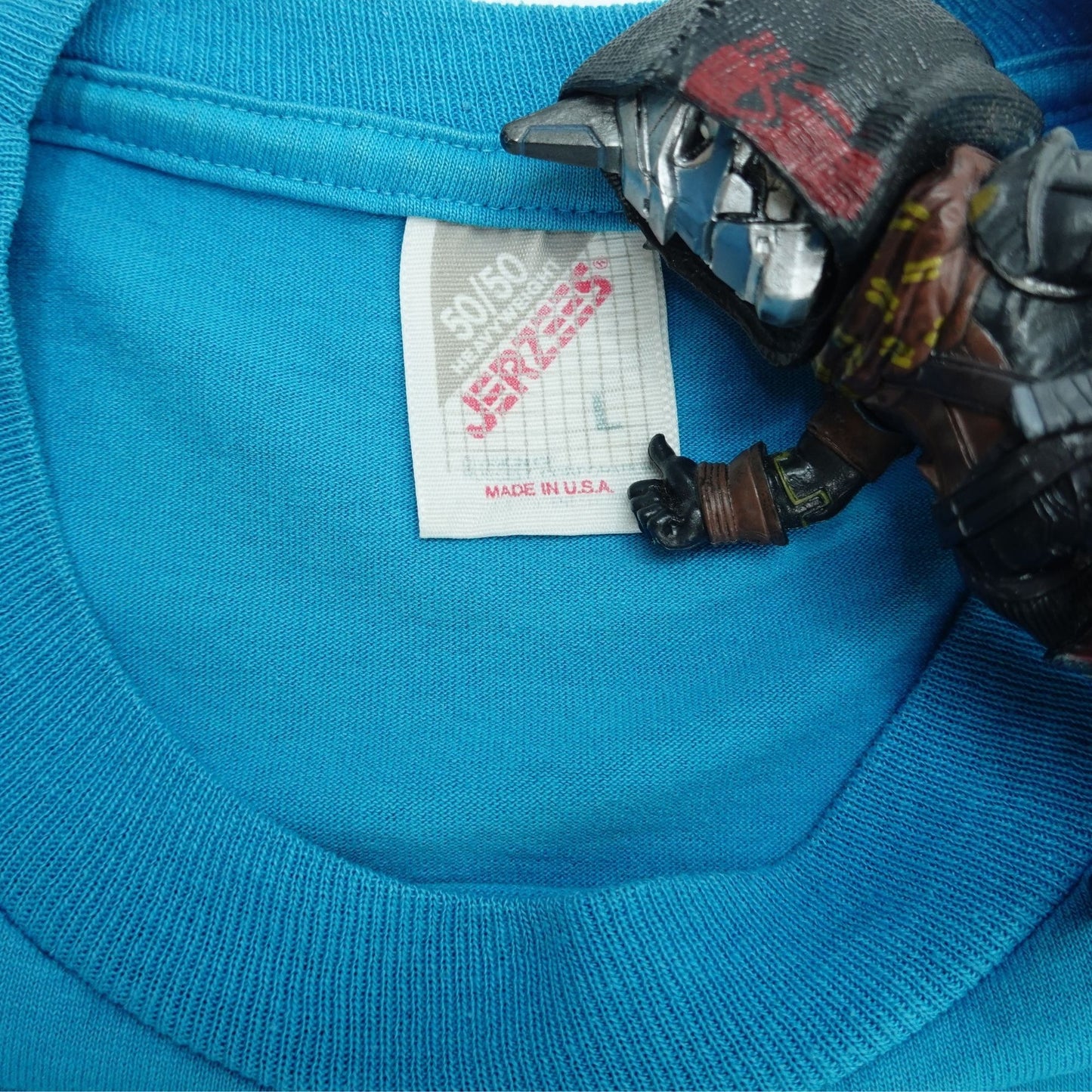 Vintage 90's Jerzees 50/50 Blank Blue/Turquoise Tee - Size L