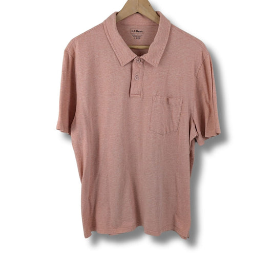 L.L. Bean Slightly Fitted Salmon Heathered Men's Polo Shirt - Size L