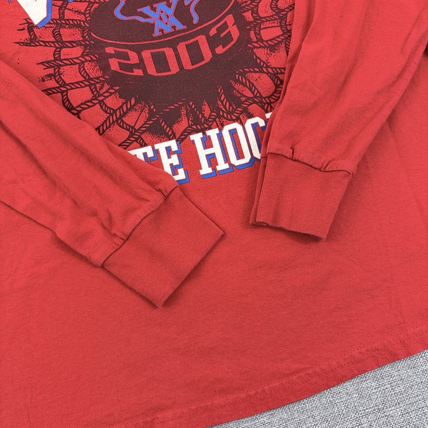 Vintage WIAA State 2003 Boys Hockey Tournament T-Shirt Long Sleeve Red Size M/L