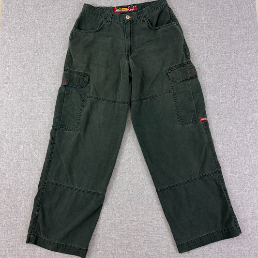 JNCO Jeans 34x34 Green Crown Logo Cargo Pants Y2K Wide Leg Grail USA Style