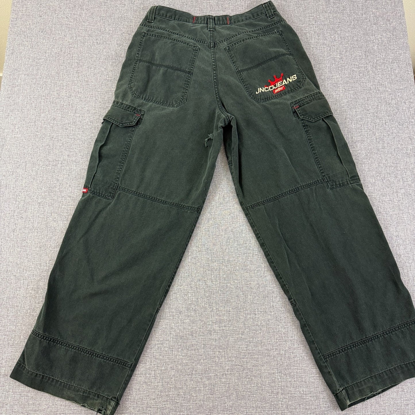 JNCO Jeans 34x34 Green Crown Logo Cargo Pants Y2K Wide Leg Grail USA Style