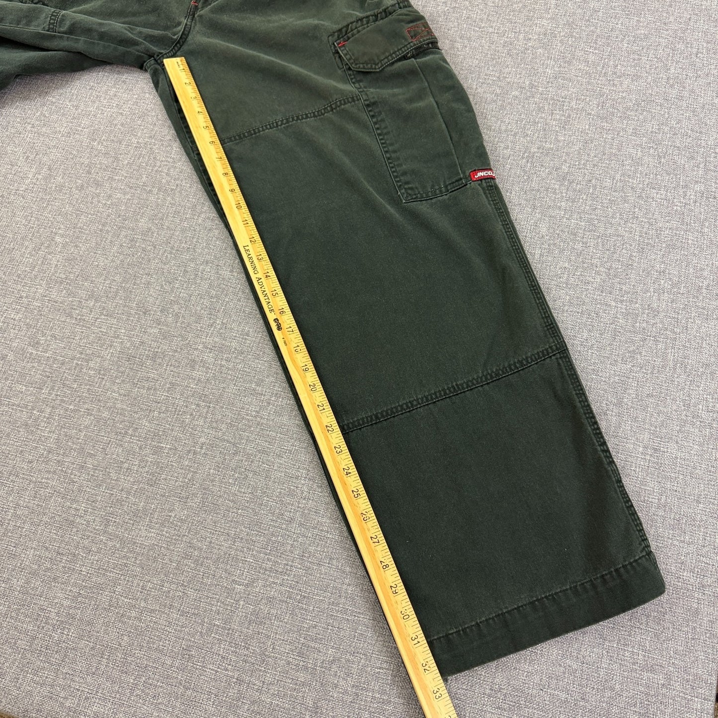 JNCO Jeans 34x34 Green Crown Logo Cargo Pants Y2K Wide Leg Grail USA Style