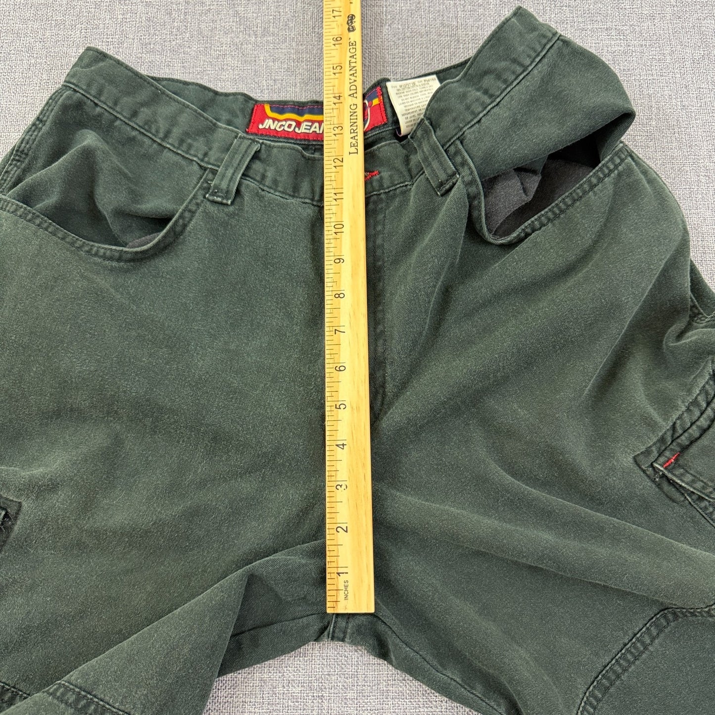 JNCO Jeans 34x34 Green Crown Logo Cargo Pants Y2K Wide Leg Grail USA Style