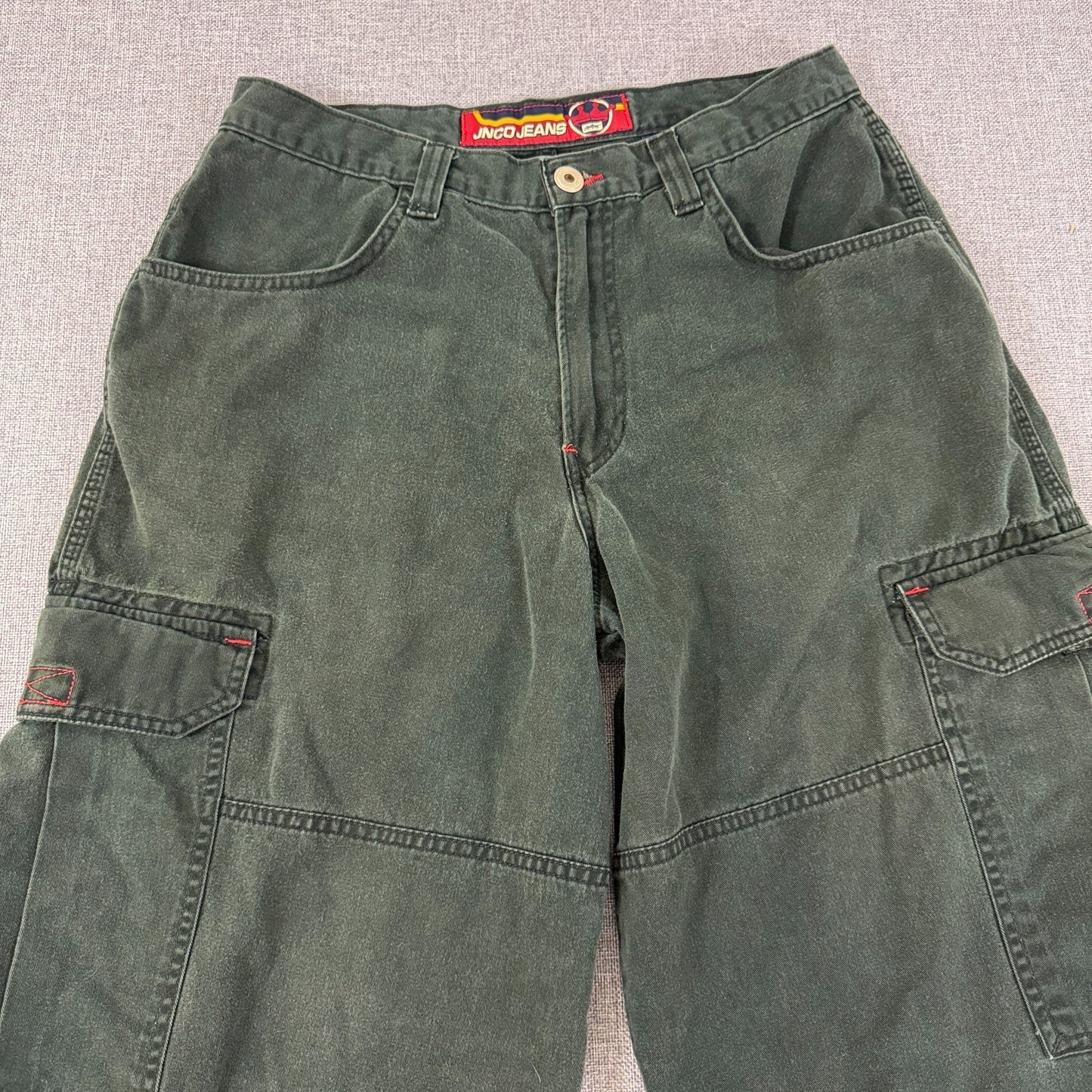 JNCO Jeans 34x34 Green Crown Logo Cargo Pants Y2K Wide Leg Grail USA Style