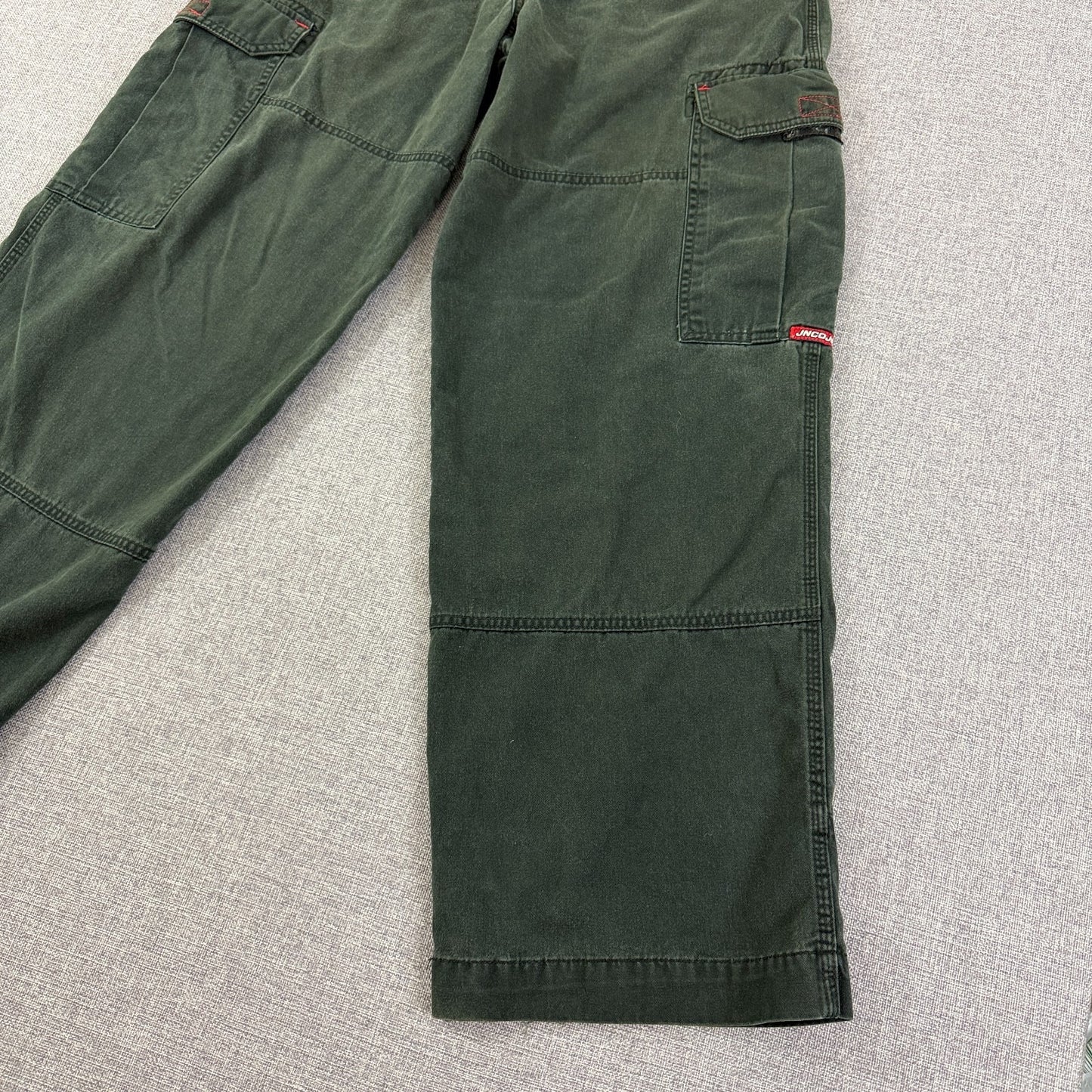 JNCO Jeans 34x34 Green Crown Logo Cargo Pants Y2K Wide Leg Grail USA Style